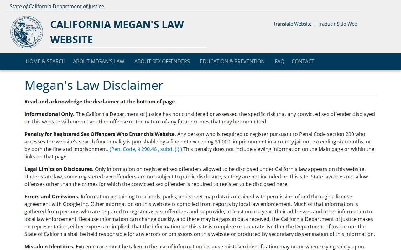 Orange County neighbors California Megan's Law registry
