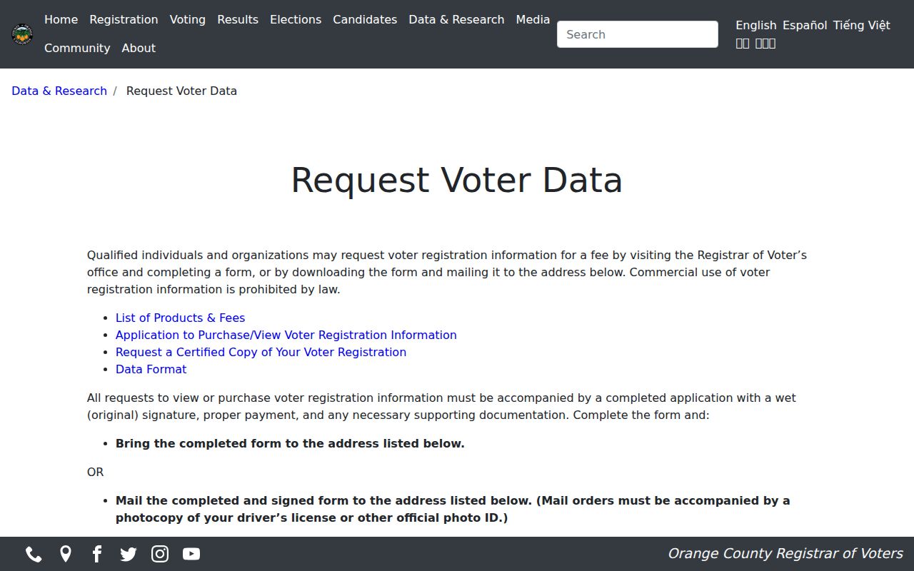 Orange County neighbors voter data request