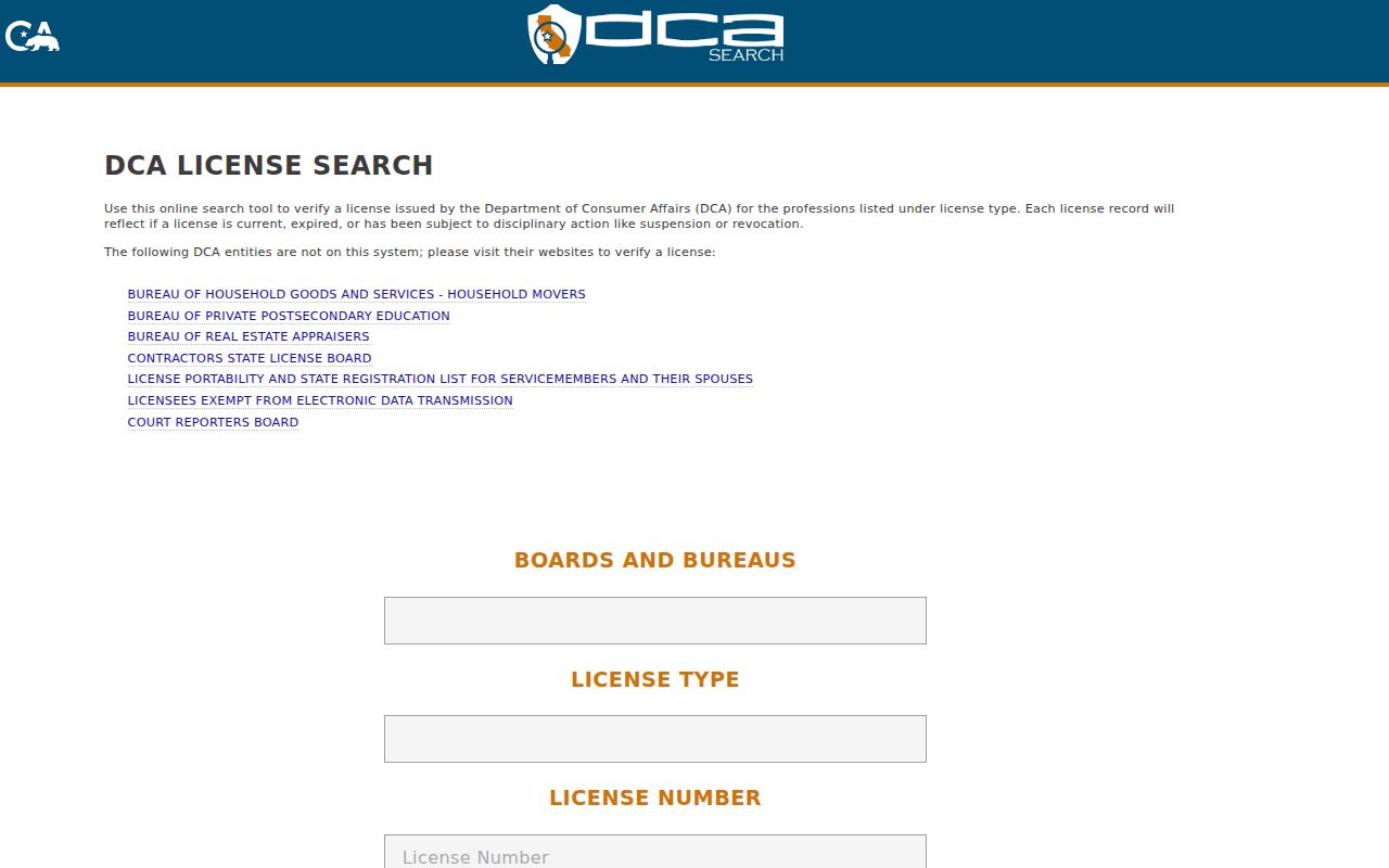 Orange County residents directory California professional license search