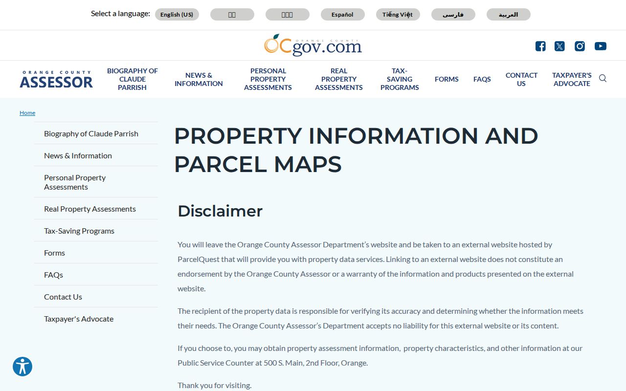 Orange County residents directory Assessor property information
