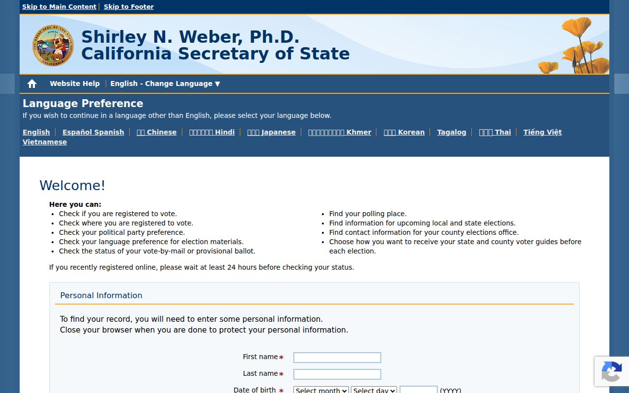 Orange County residents directory California voter status lookup