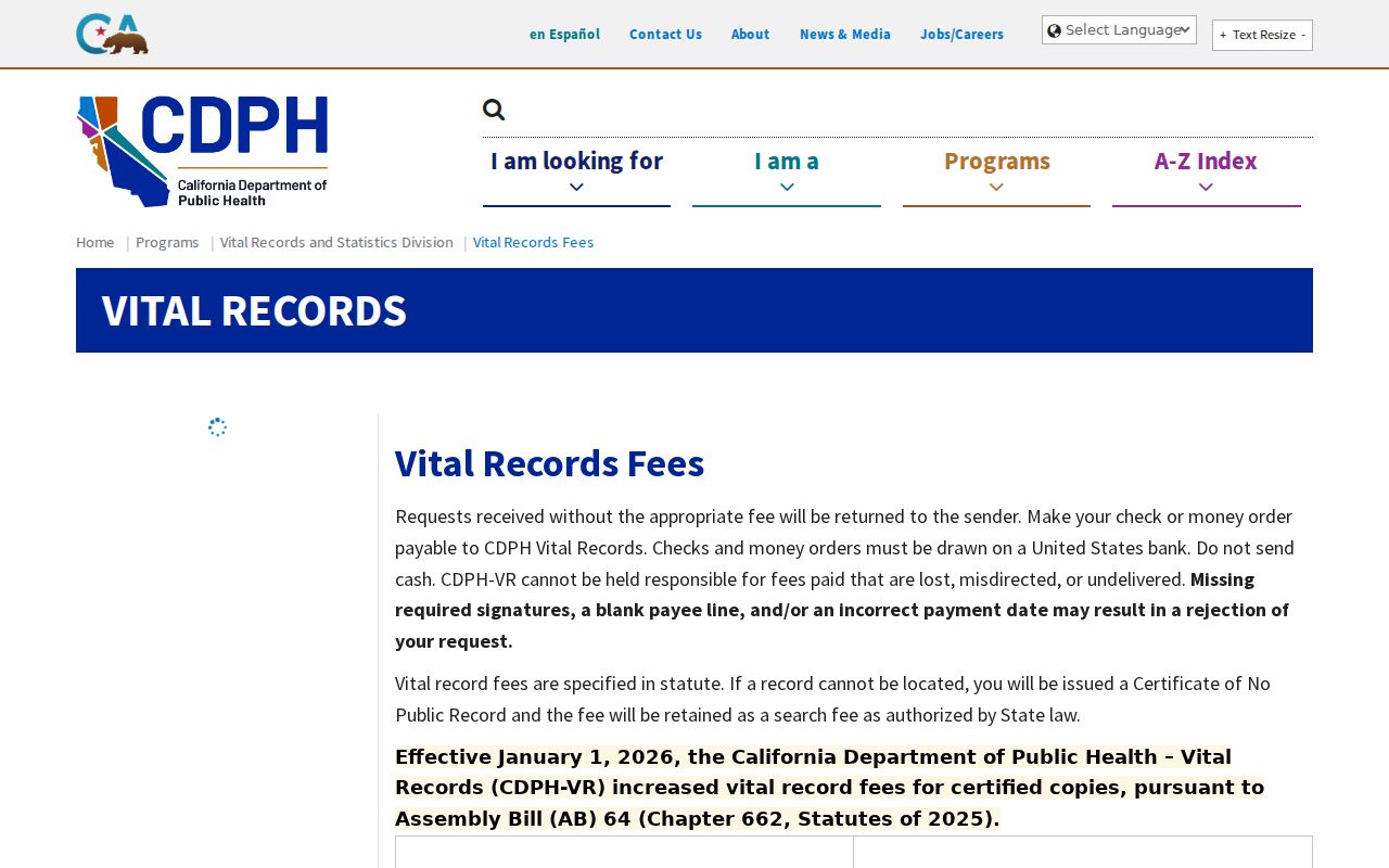 Orange County previous residents California vital record fees