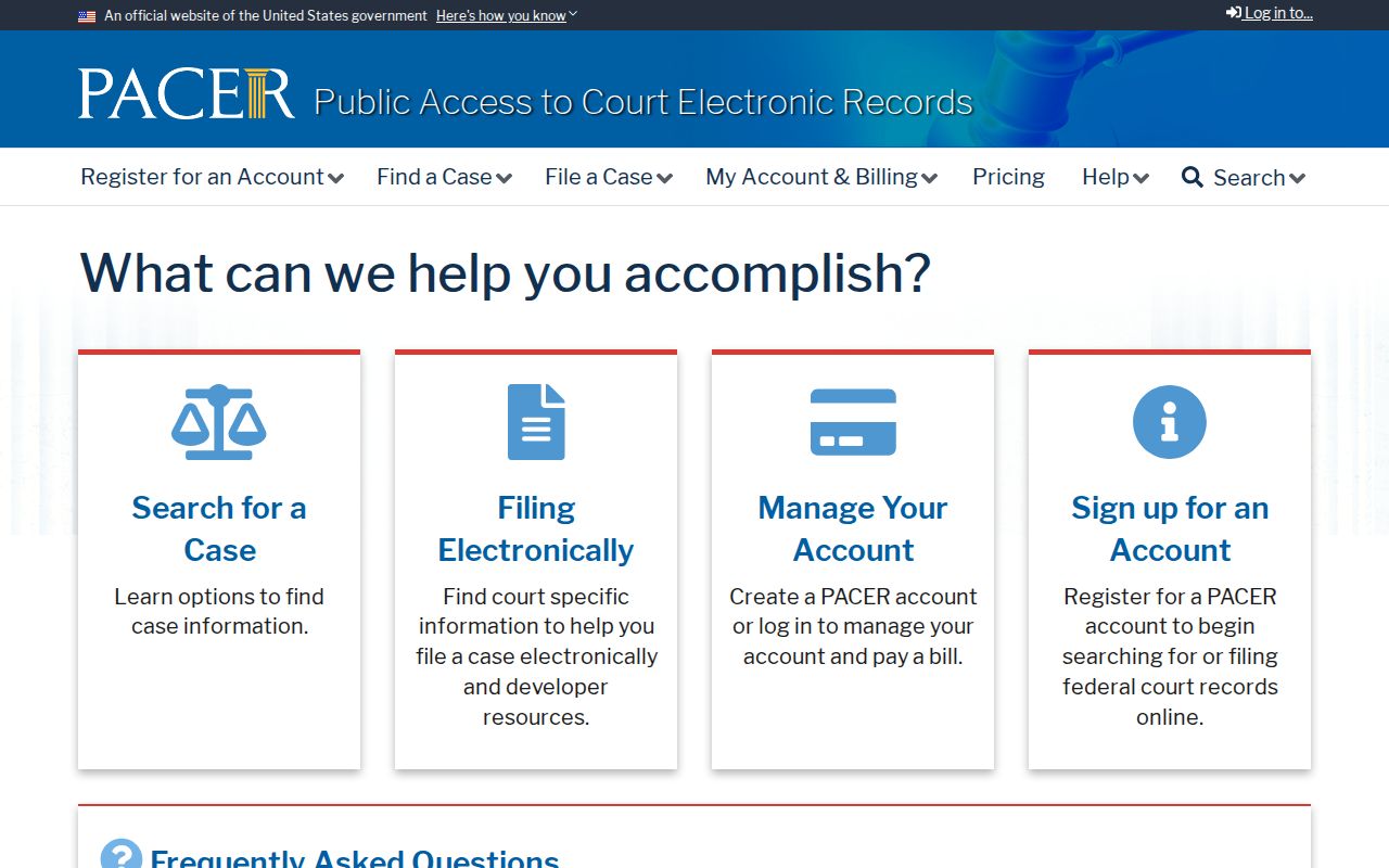 Orange County resident lookup federal PACER case access