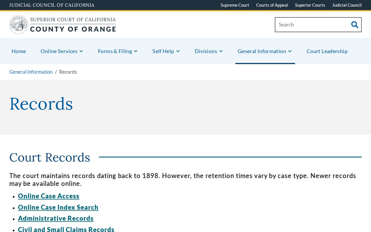 Orange County resident lookup Superior Court records overview