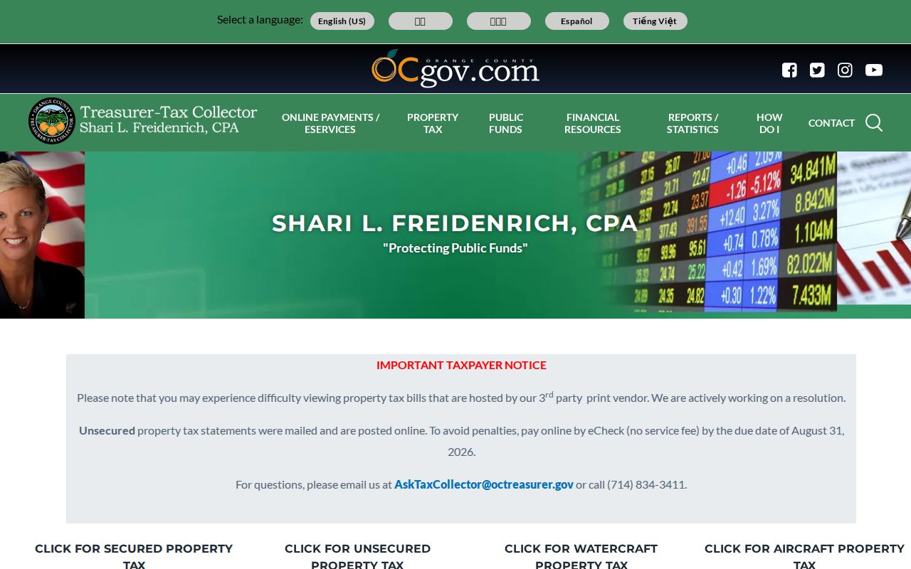 Orange County street directory property tax address search